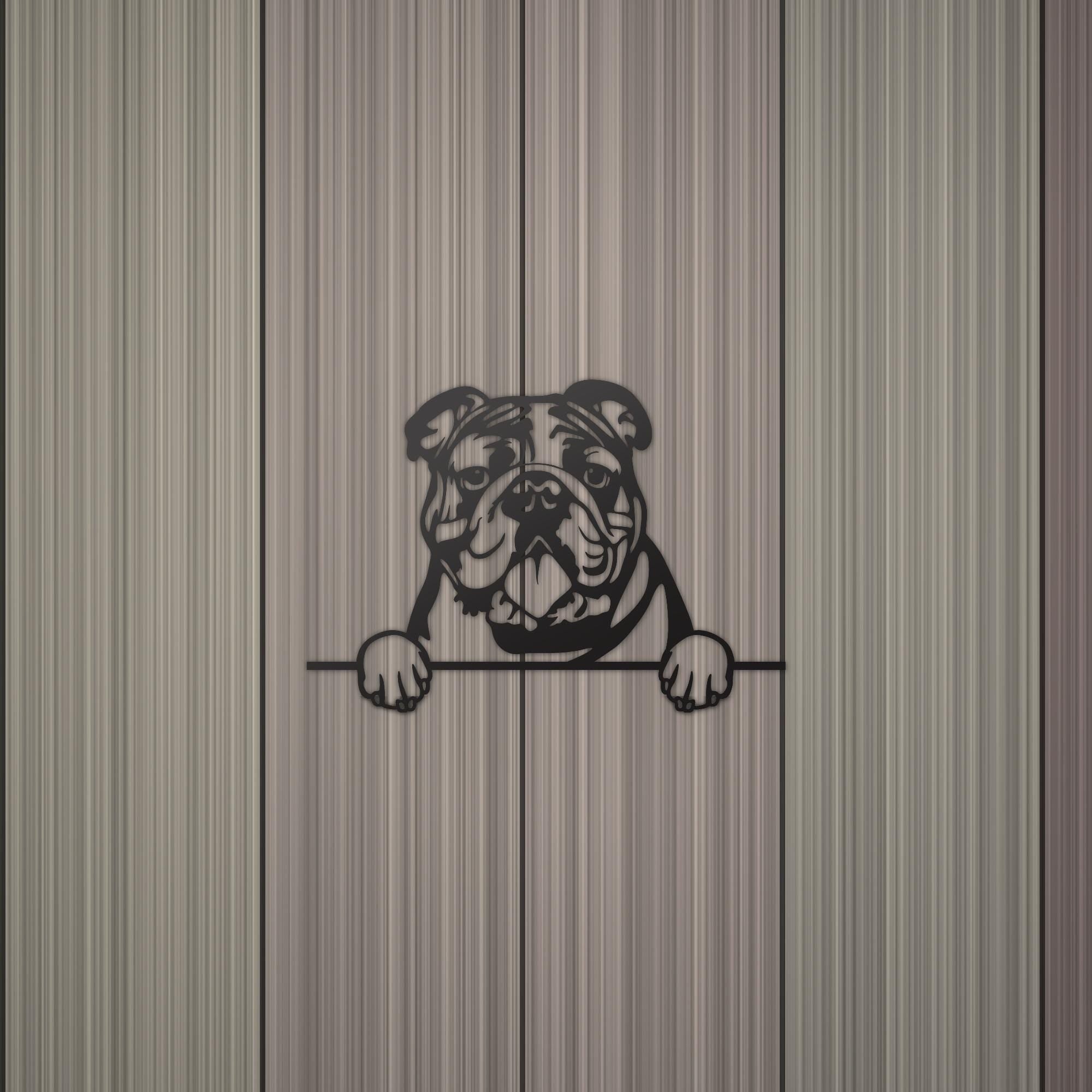Bulldog Metal Wall Art Metal Dog Sign — detail view