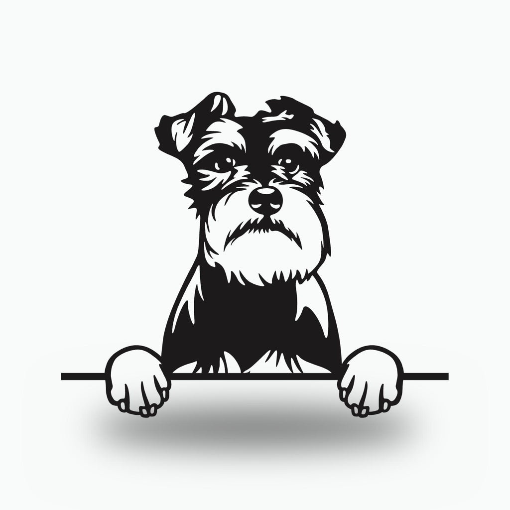 Schnauzer Metal Wall Art Metal Dog Sign — front view on white background