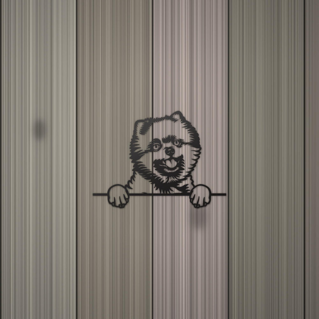 Pomeranian Metal Wall Art Metal Dog Sign — detail view