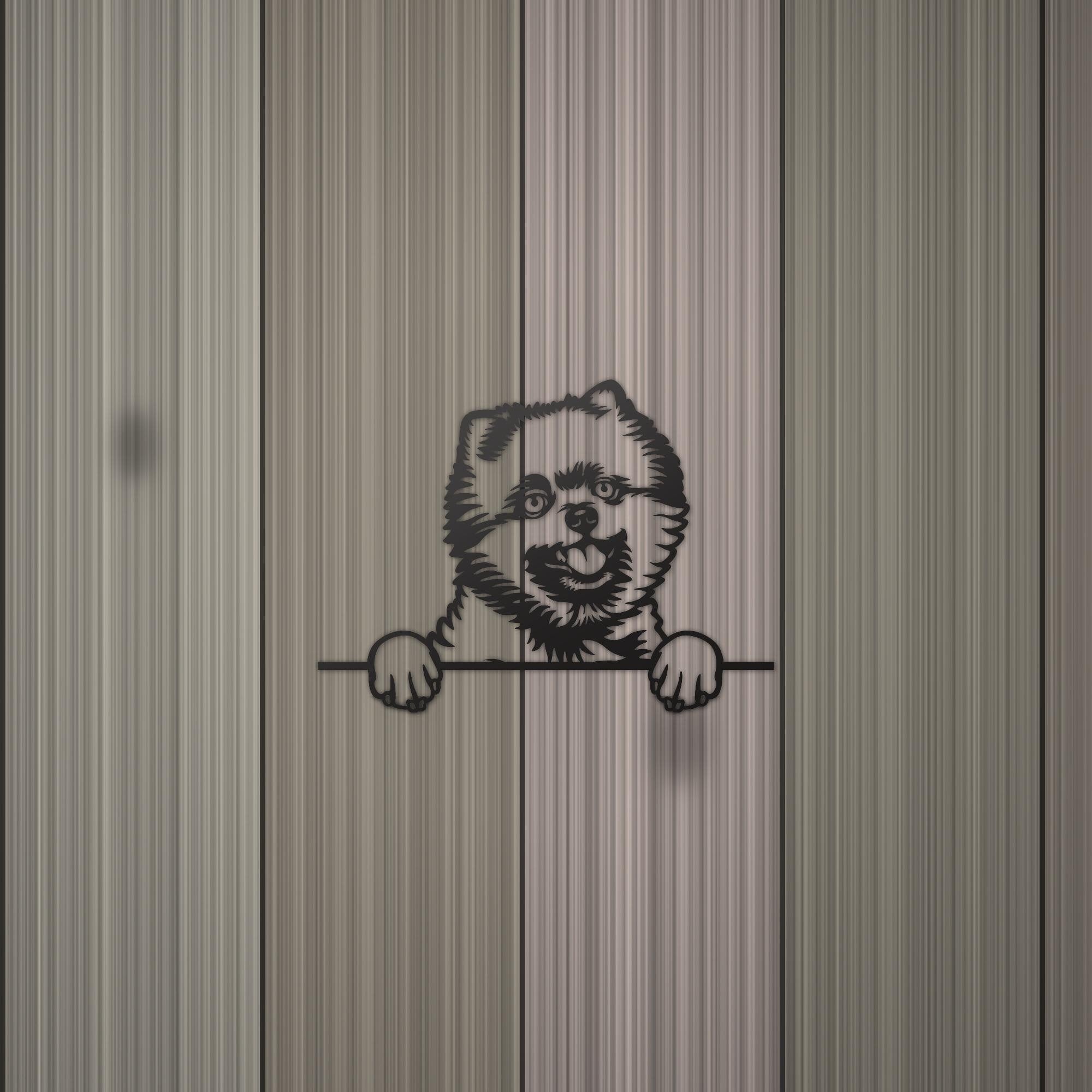 Pomeranian Metal Wall Art Metal Dog Sign — detail view