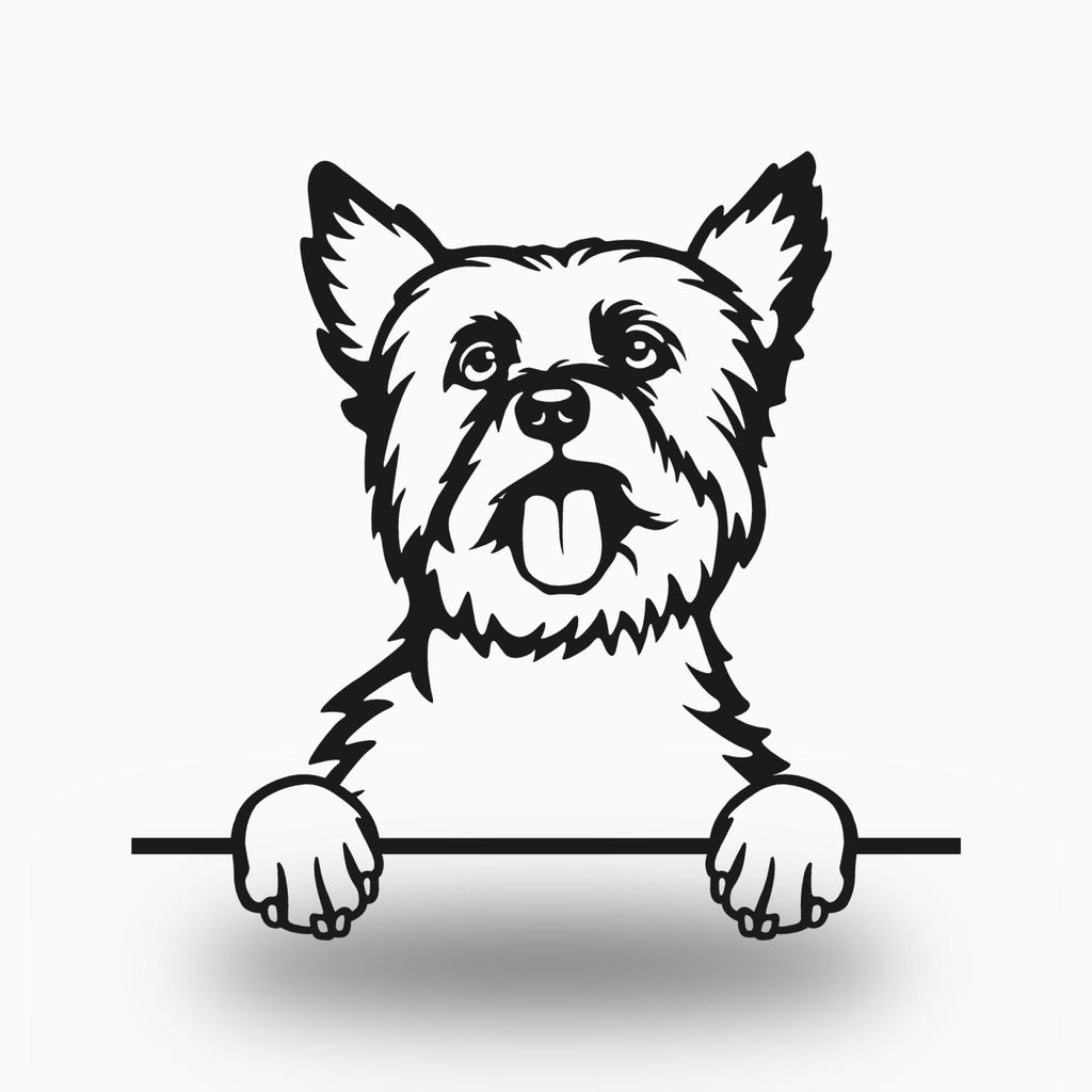 Yorkshire Terrier Metal Wall Art Metal Dog Sign — front view on white background