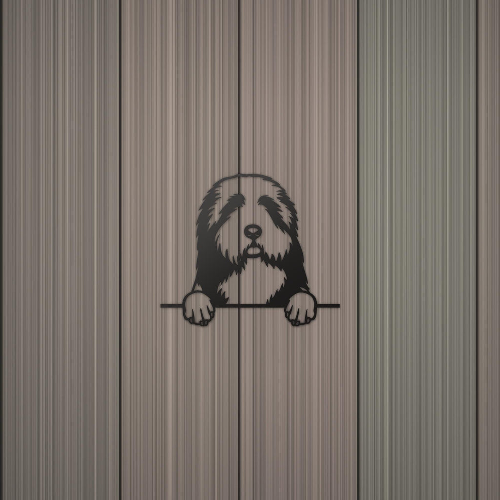 Bearded Collie Metal Wall Art Metal Dog Sign — detail view