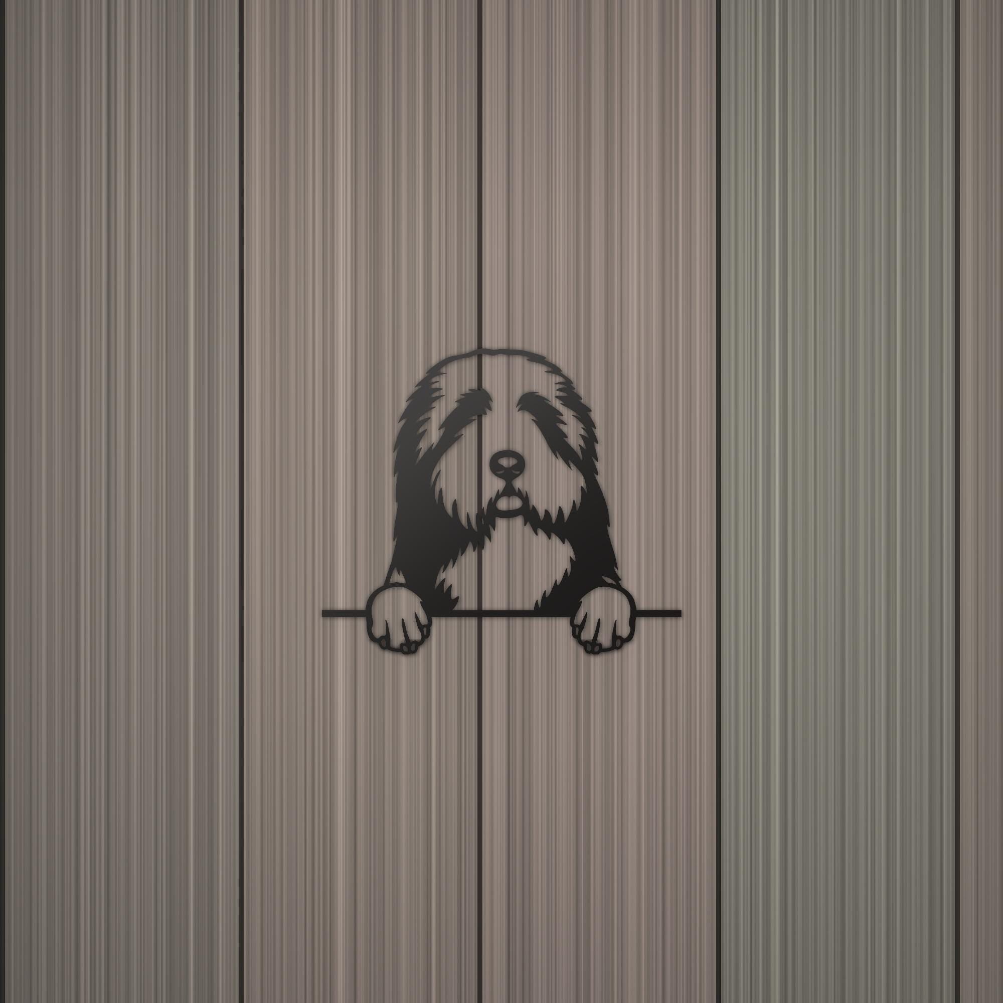 Bearded Collie Metal Wall Art Metal Dog Sign — detail view
