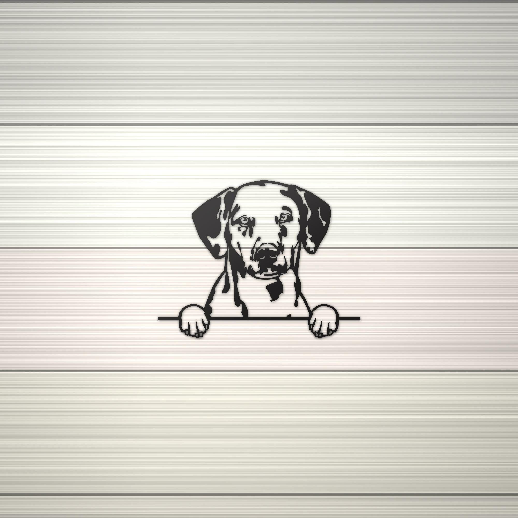 Dalmatian Metal Wall Art Metal Dog Sign — shown on a rustic wall
