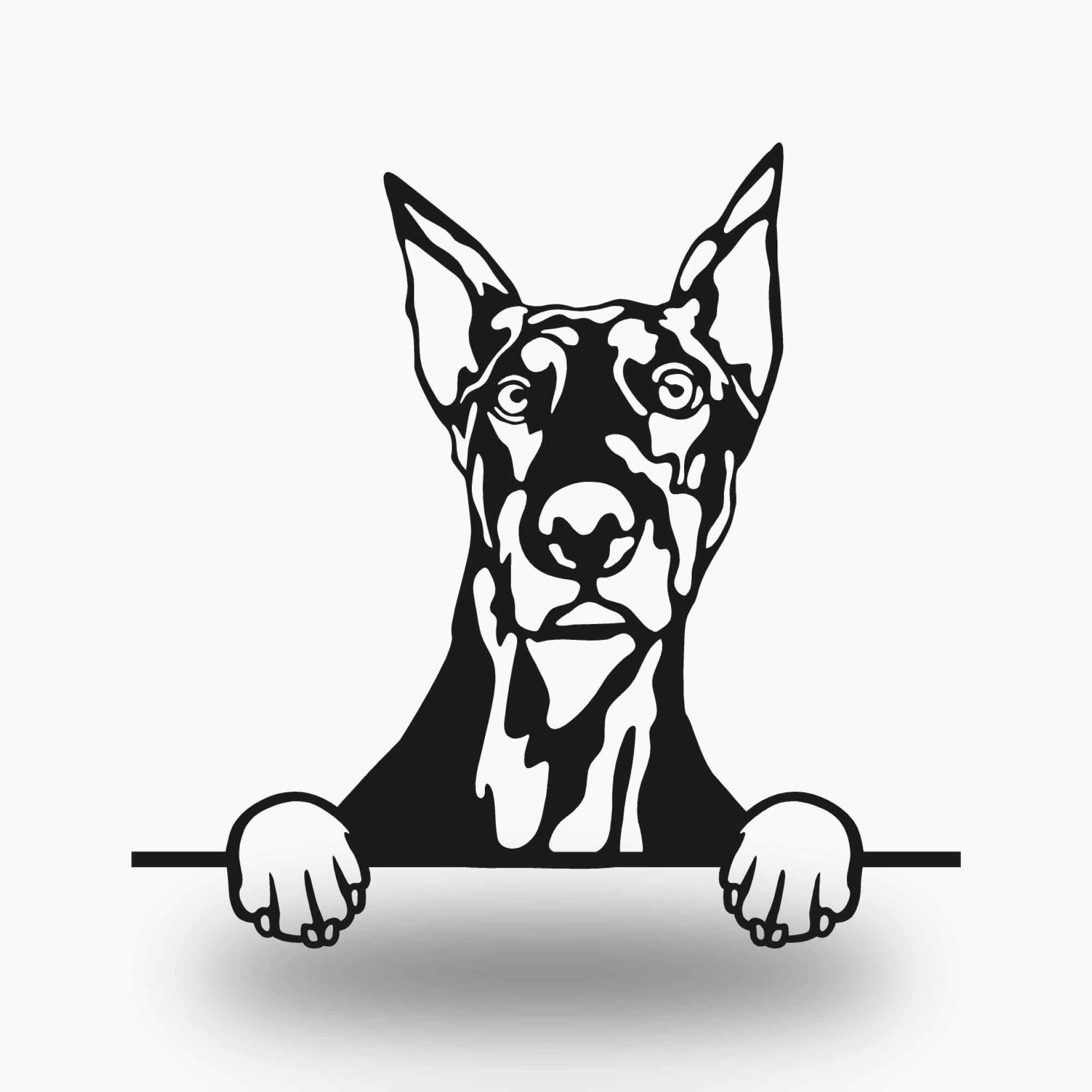 Doberman Metal Wall Art Metal Dog Sign — front view on white background