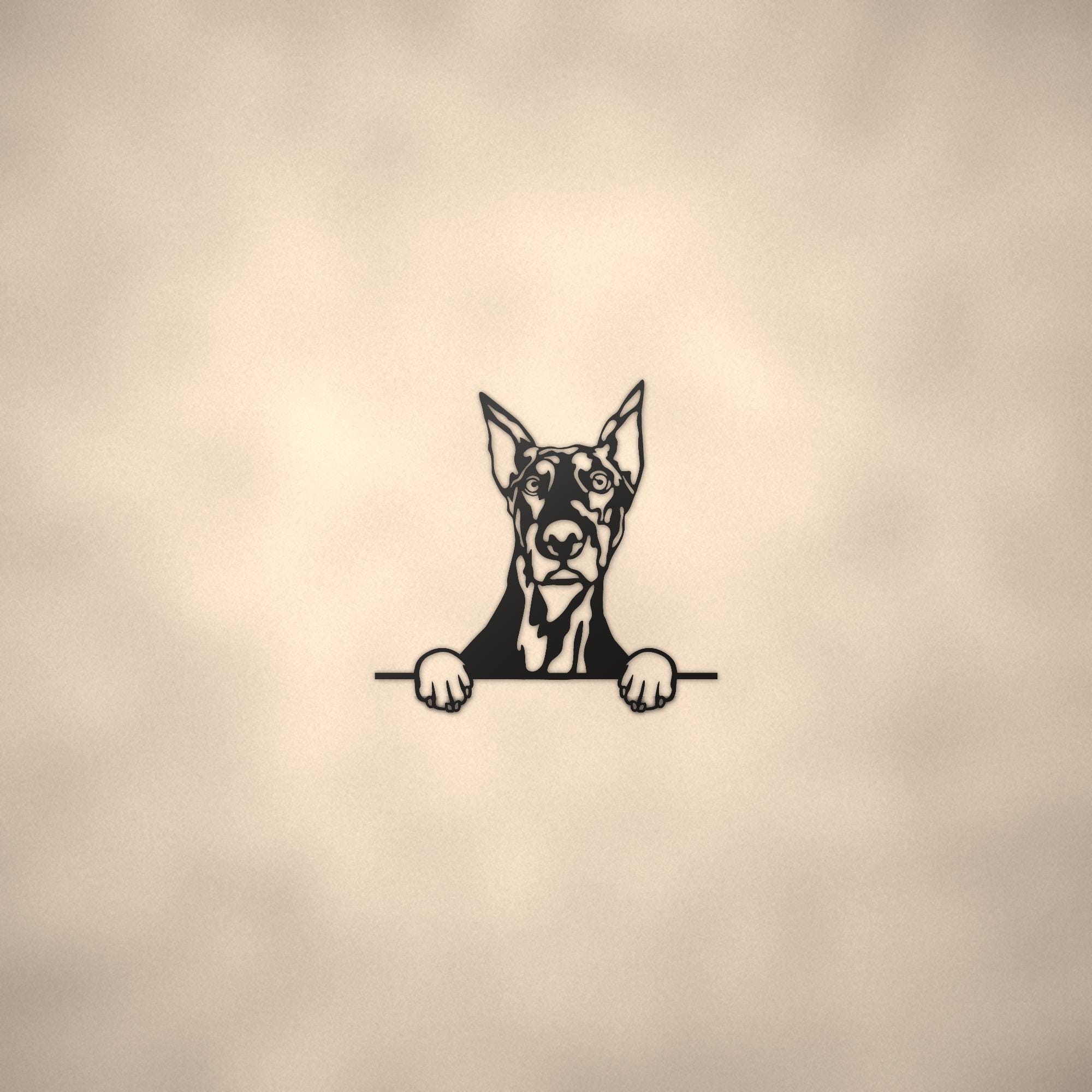Doberman Metal Wall Art Metal Dog Sign — lifestyle setting