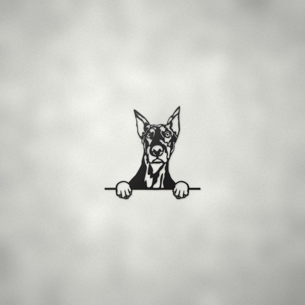 Doberman Metal Wall Art Metal Dog Sign — alternate angle