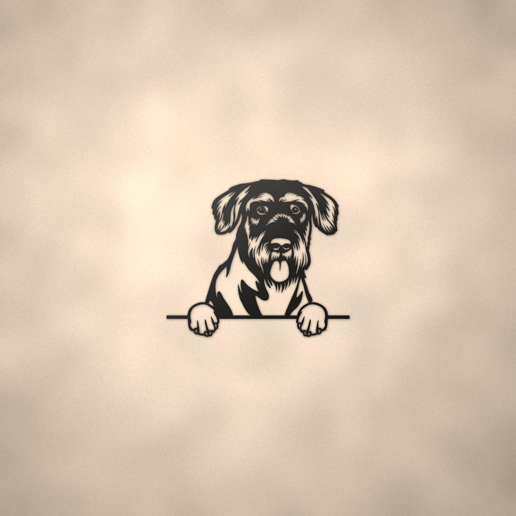 Giant Schnauzer Metal Wall Art Metal Dog Sign — lifestyle setting