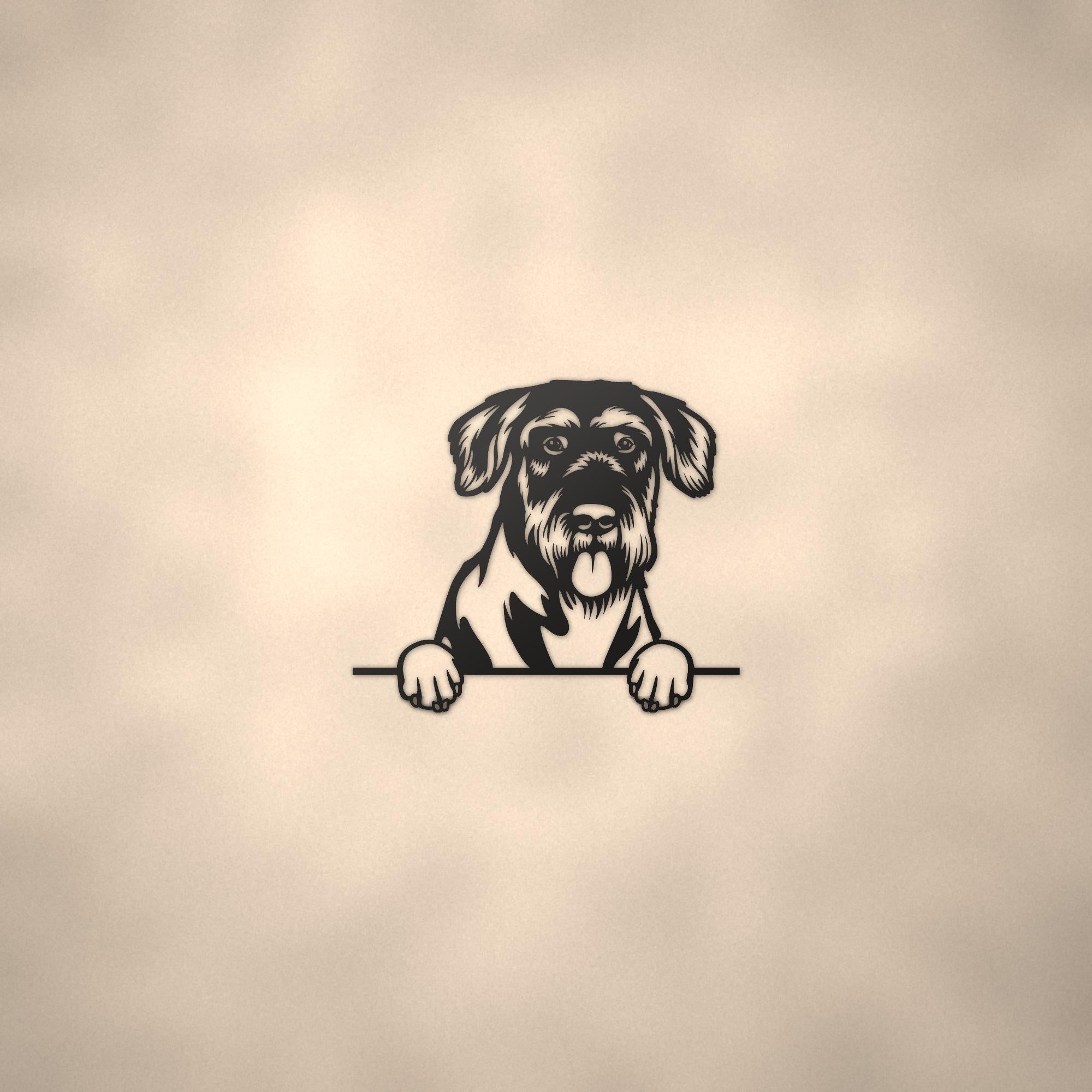 Giant Schnauzer Metal Wall Art Metal Dog Sign — lifestyle setting