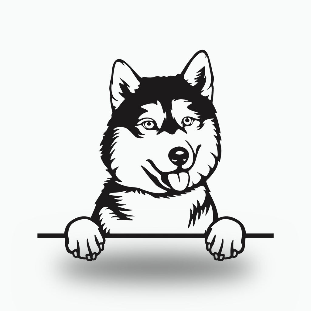 Siberian Husky Metal Wall Art Metal Dog Sign — front view on white background