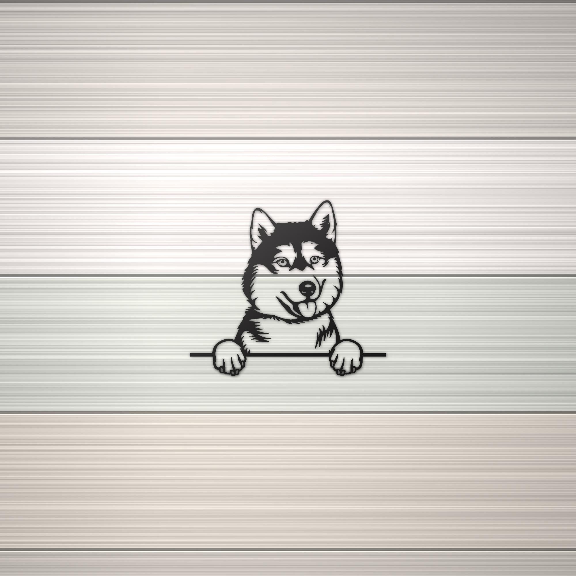 Siberian Husky Metal Wall Art Metal Dog Sign — shown on a rustic wall