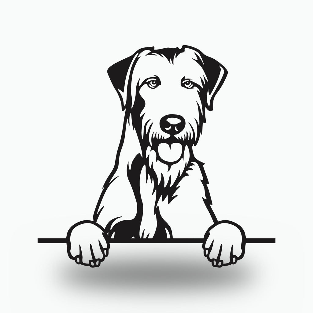 Irish Wolfhound Metal Wall Art Metal Dog Sign — front view on white background