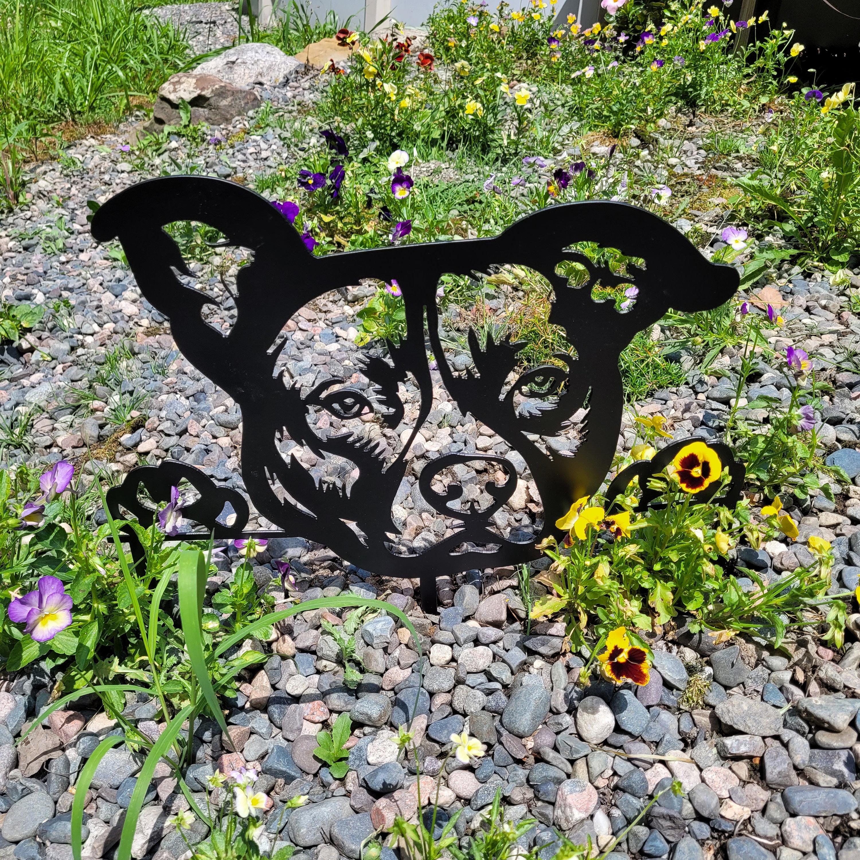 Black Pitbull Garden Stake Metal Garden Stake — alternate angle