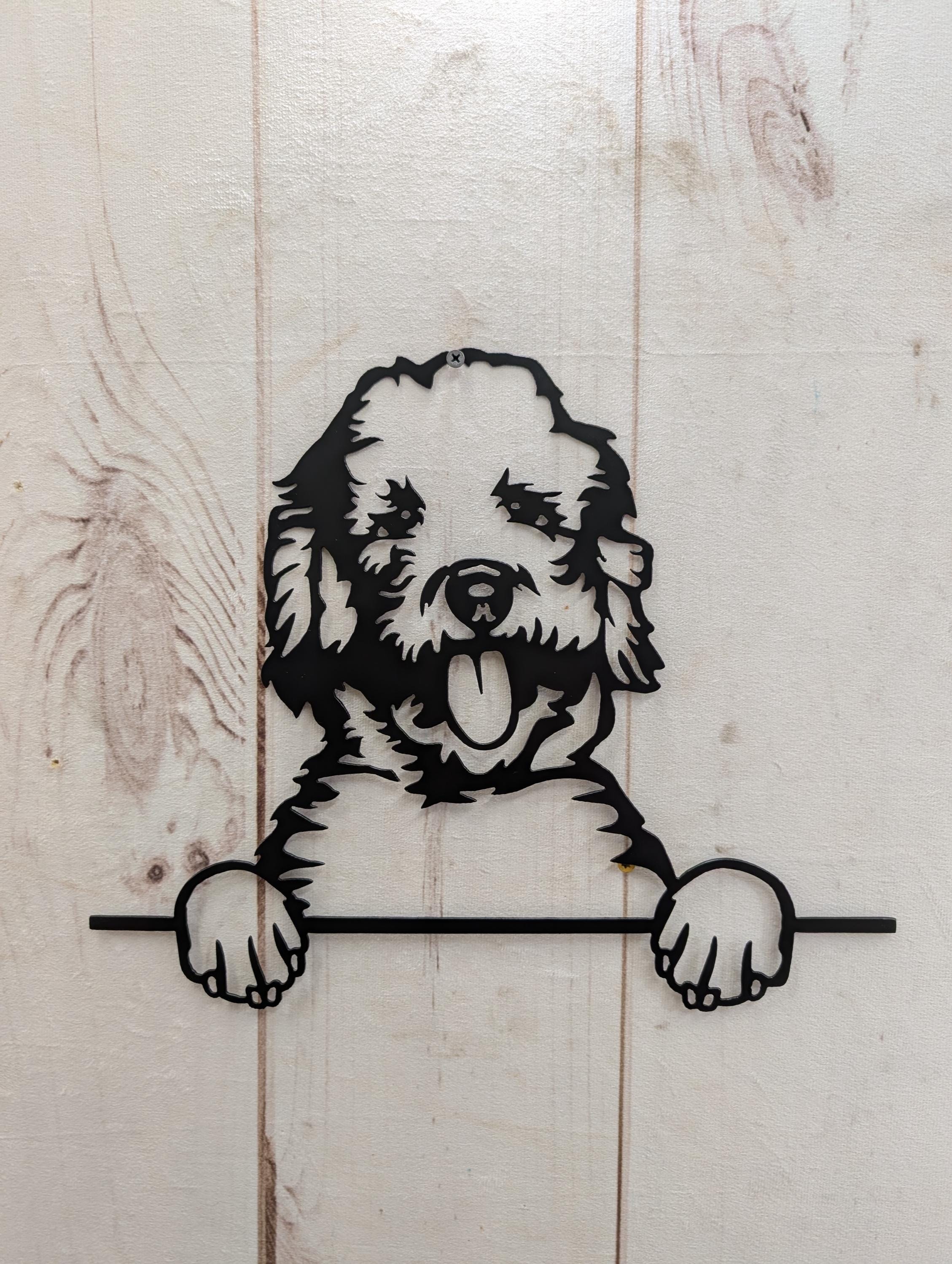 Labradoodle Dog Lover Gift Metal Dog Sign — front view on white background