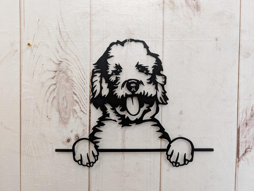 Labradoodle Dog Lover Gift Metal Dog Sign — detail view