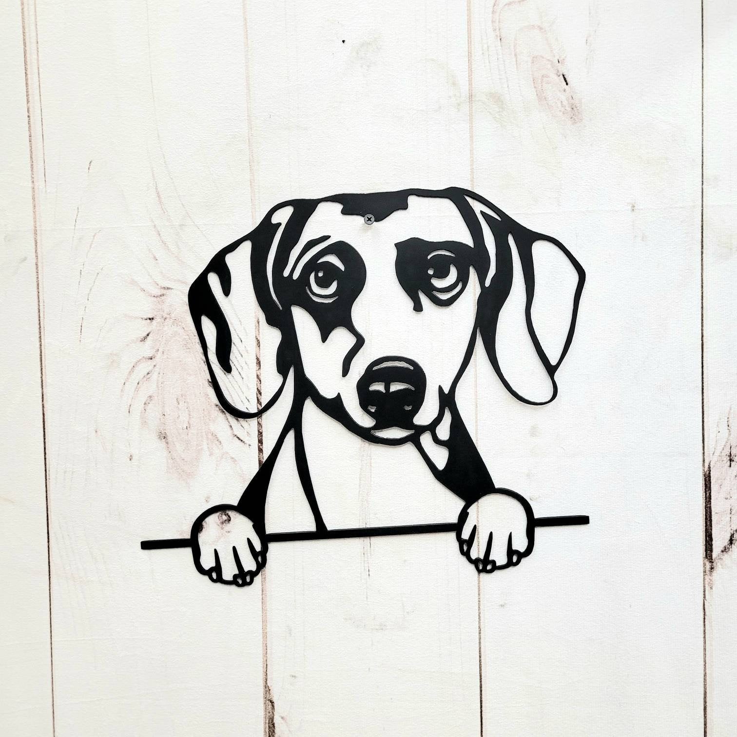Dachshund Metal House Sign Metal Dog Sign — lifestyle setting