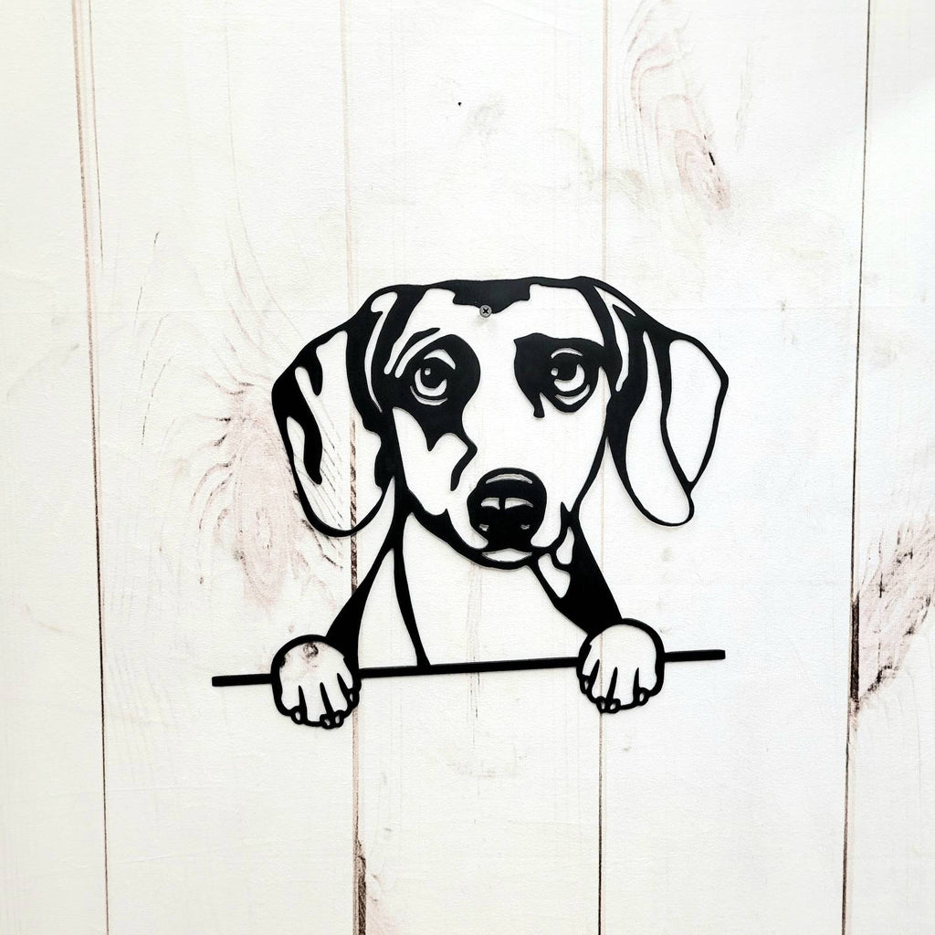 Dachshund Metal House Sign Metal Dog Sign — detail view