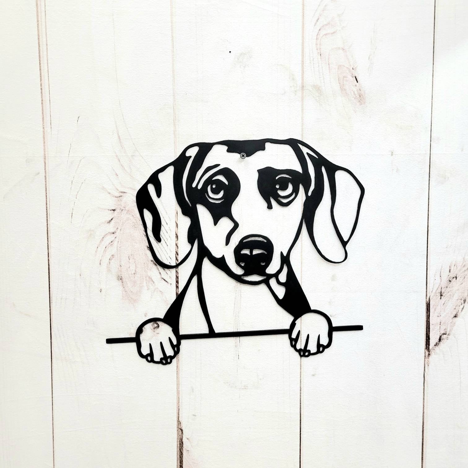 Dachshund Metal House Sign Metal Dog Sign — detail view