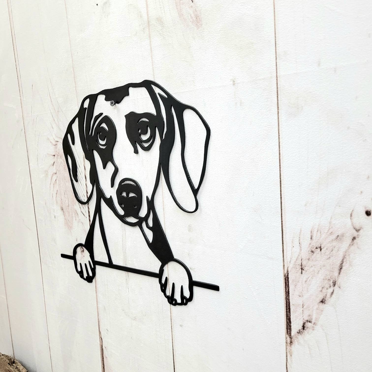 Dachshund Metal House Sign Metal Dog Sign — alternate angle