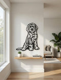 Goldendoodle Metal Wall Art Metal Dog Sign — front view on white background