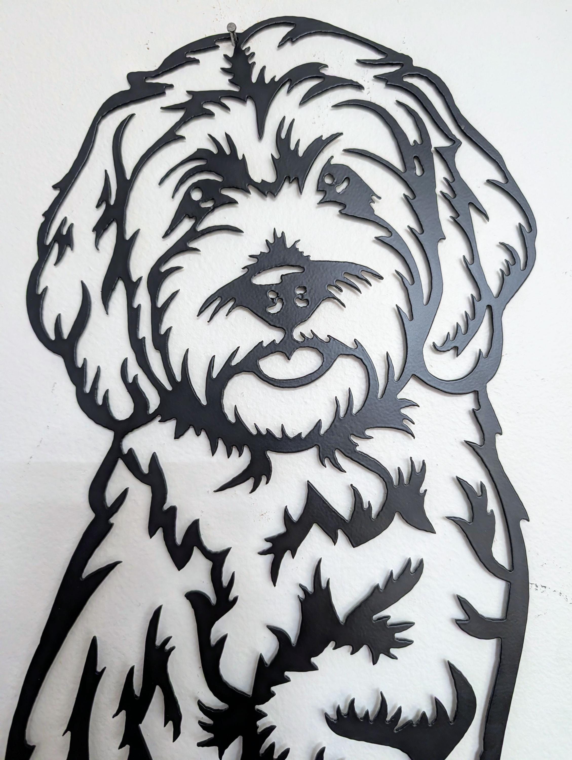 Goldendoodle Metal Wall Art Metal Dog Sign — detail view
