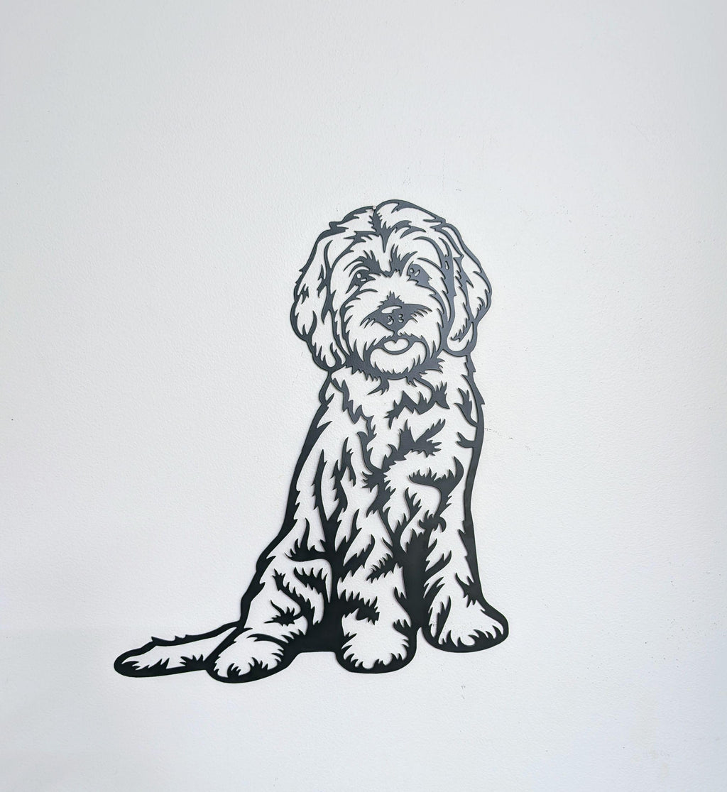 Goldendoodle Metal Wall Art Metal Dog Sign — alternate angle
