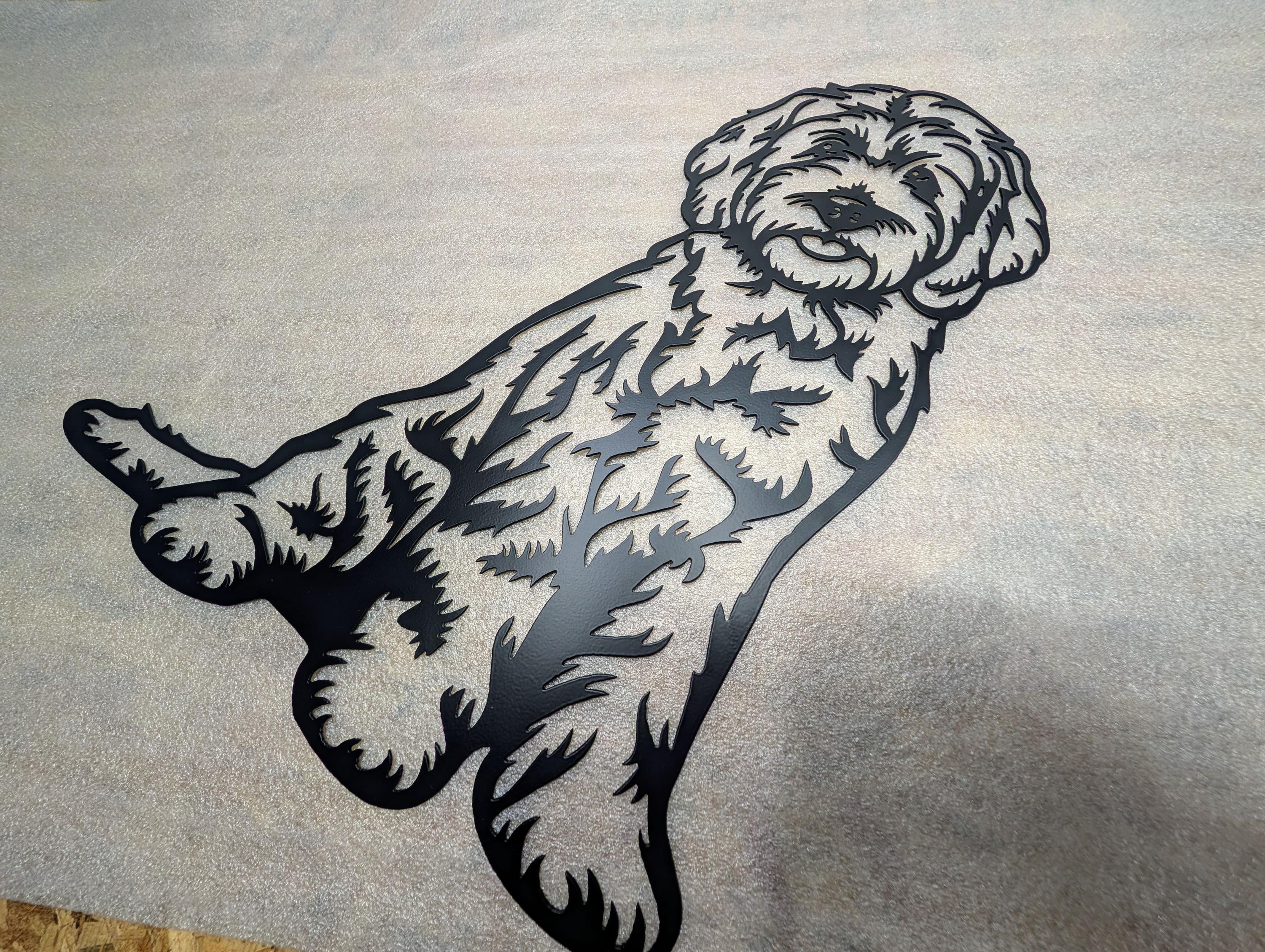 Goldendoodle Metal Wall Art Metal Dog Sign — alternate angle