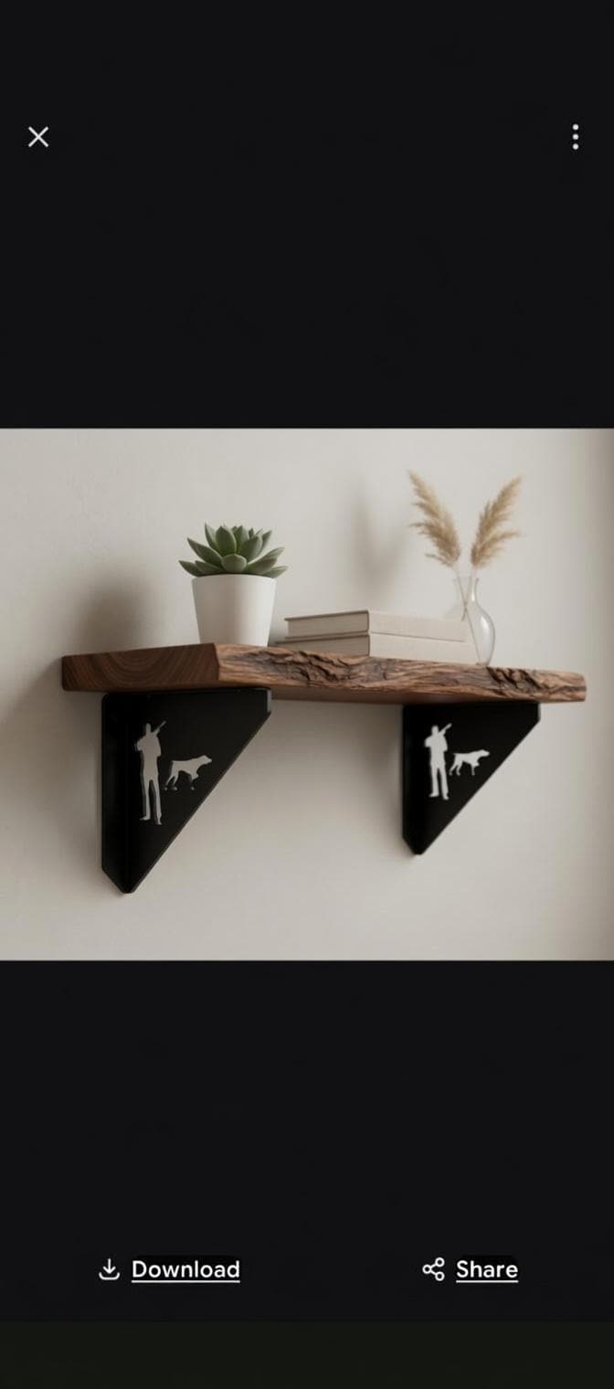 Hunter with Dog Shelf Bracket Set Metal Shelf Bracket — front view on white background