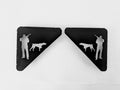 Hunter with Dog Shelf Bracket Set Metal Shelf Bracket — shown on a rustic wall