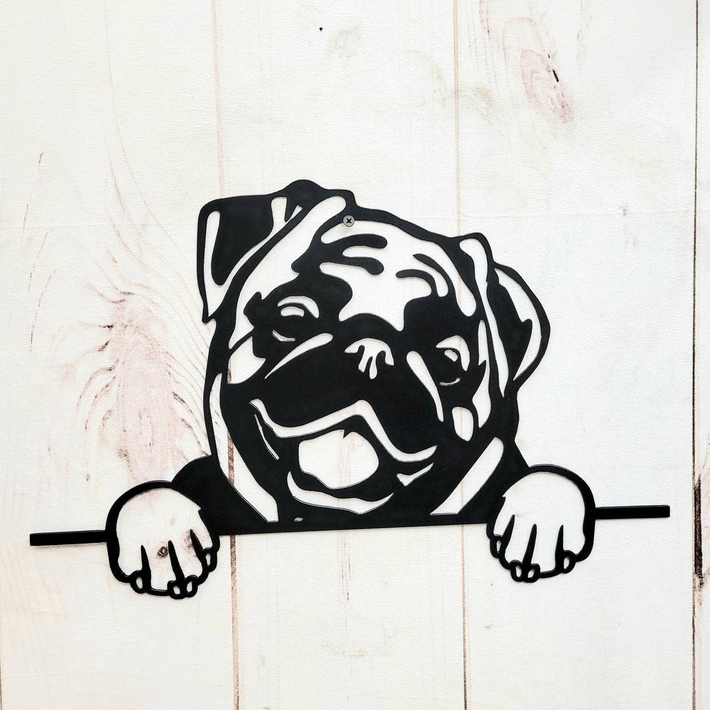 Pug Dog Lover Gift Metal Dog Sign — detail view
