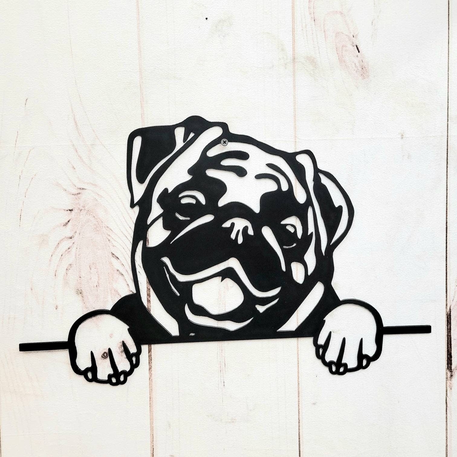 Pug Dog Lover Gift Metal Dog Sign — detail view