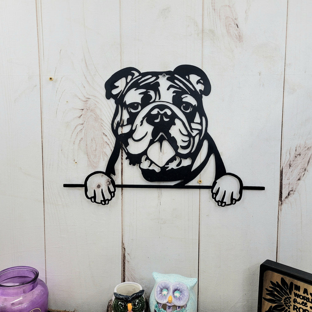 English Bulldog Dog Lover Gift Metal Dog Sign — detail view