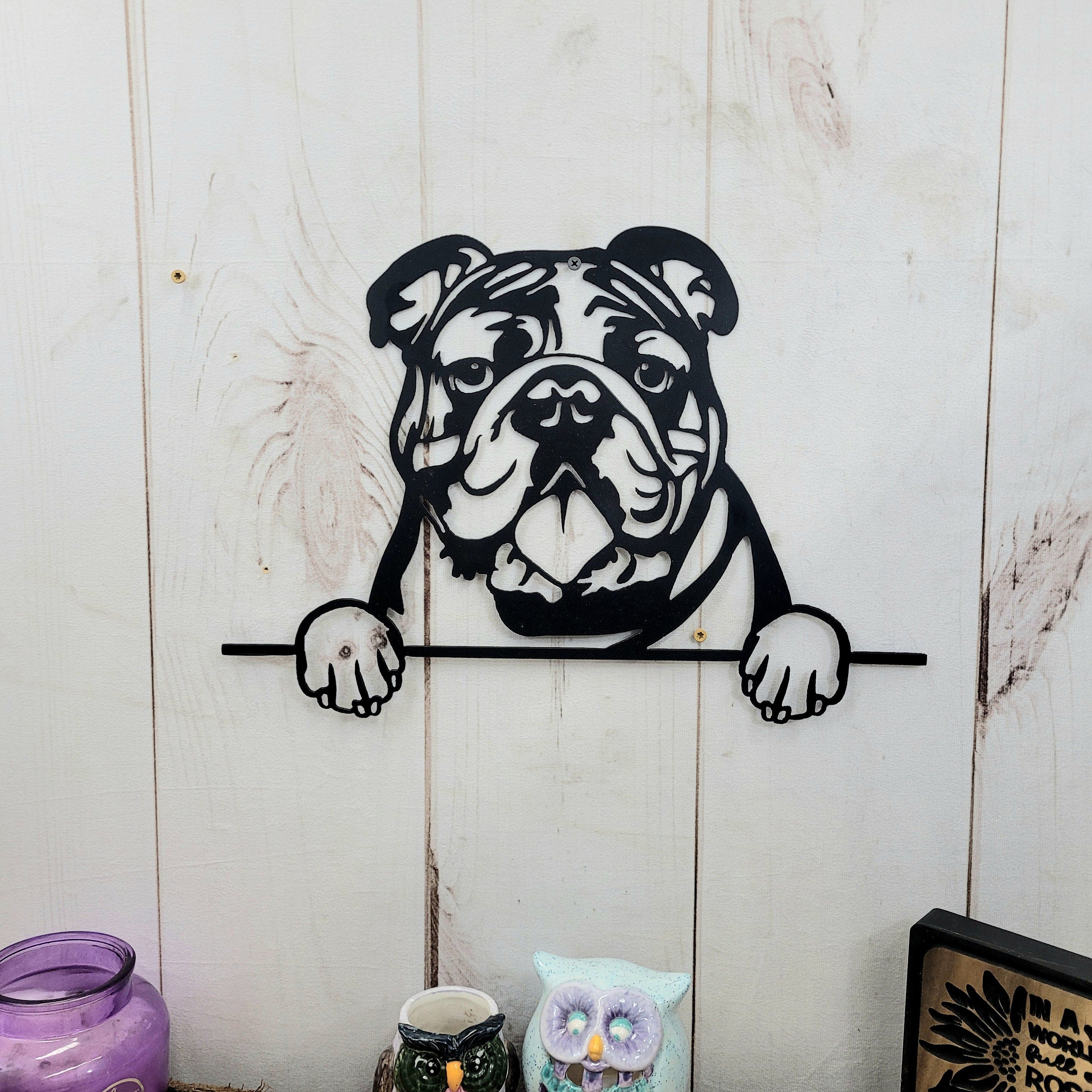 English Bulldog Dog Lover Gift Metal Dog Sign — detail view