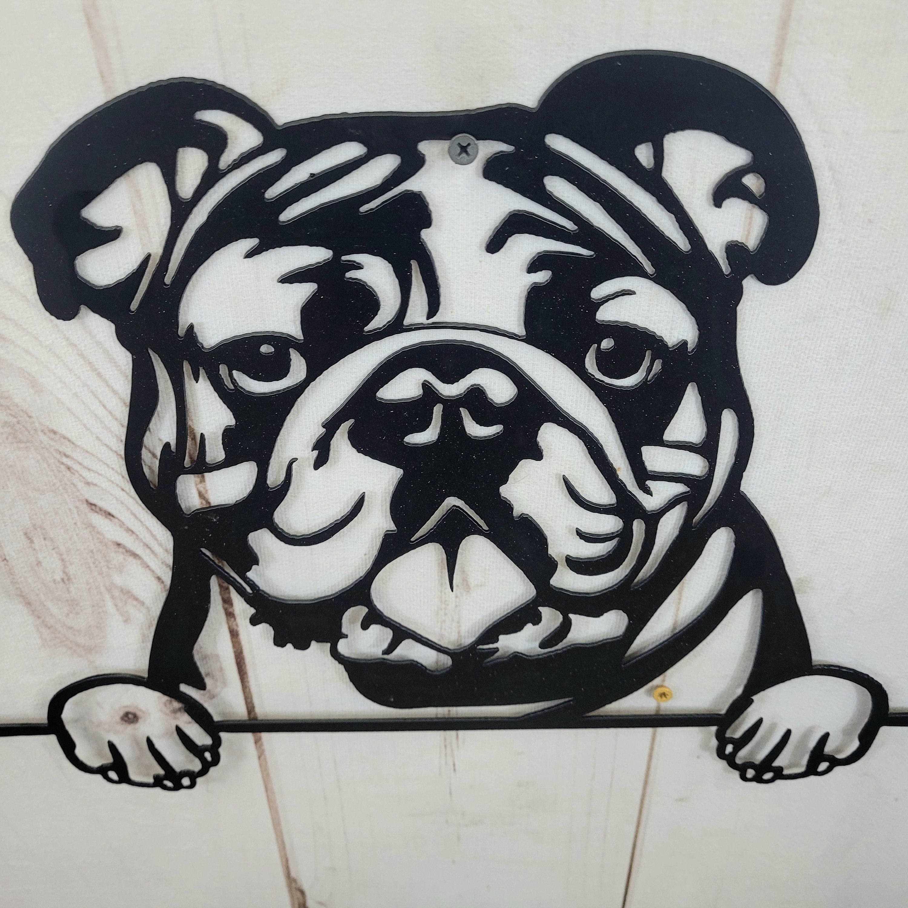 English Bulldog Dog Lover Gift Metal Dog Sign — alternate angle