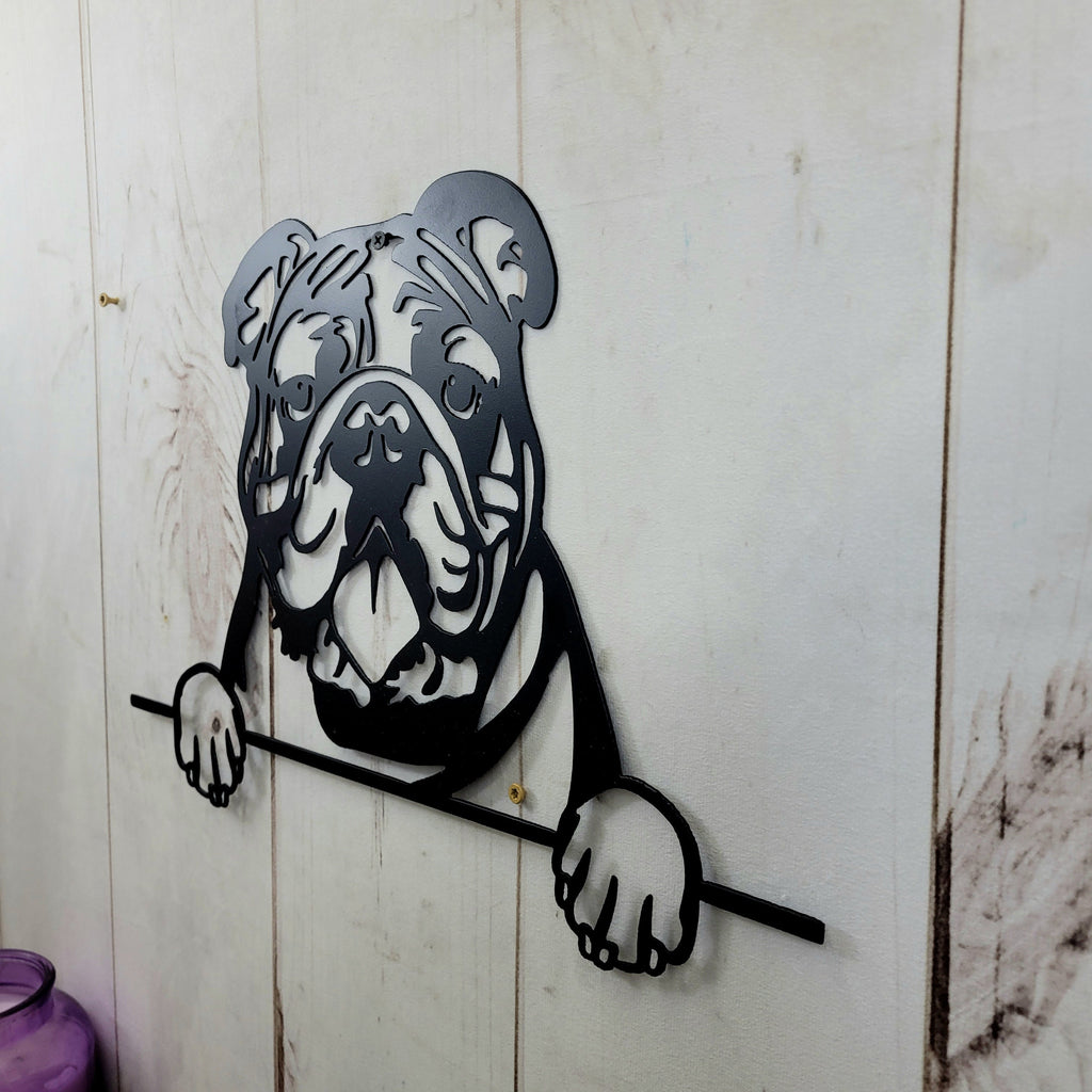 English Bulldog Dog Lover Gift Metal Dog Sign — alternate angle