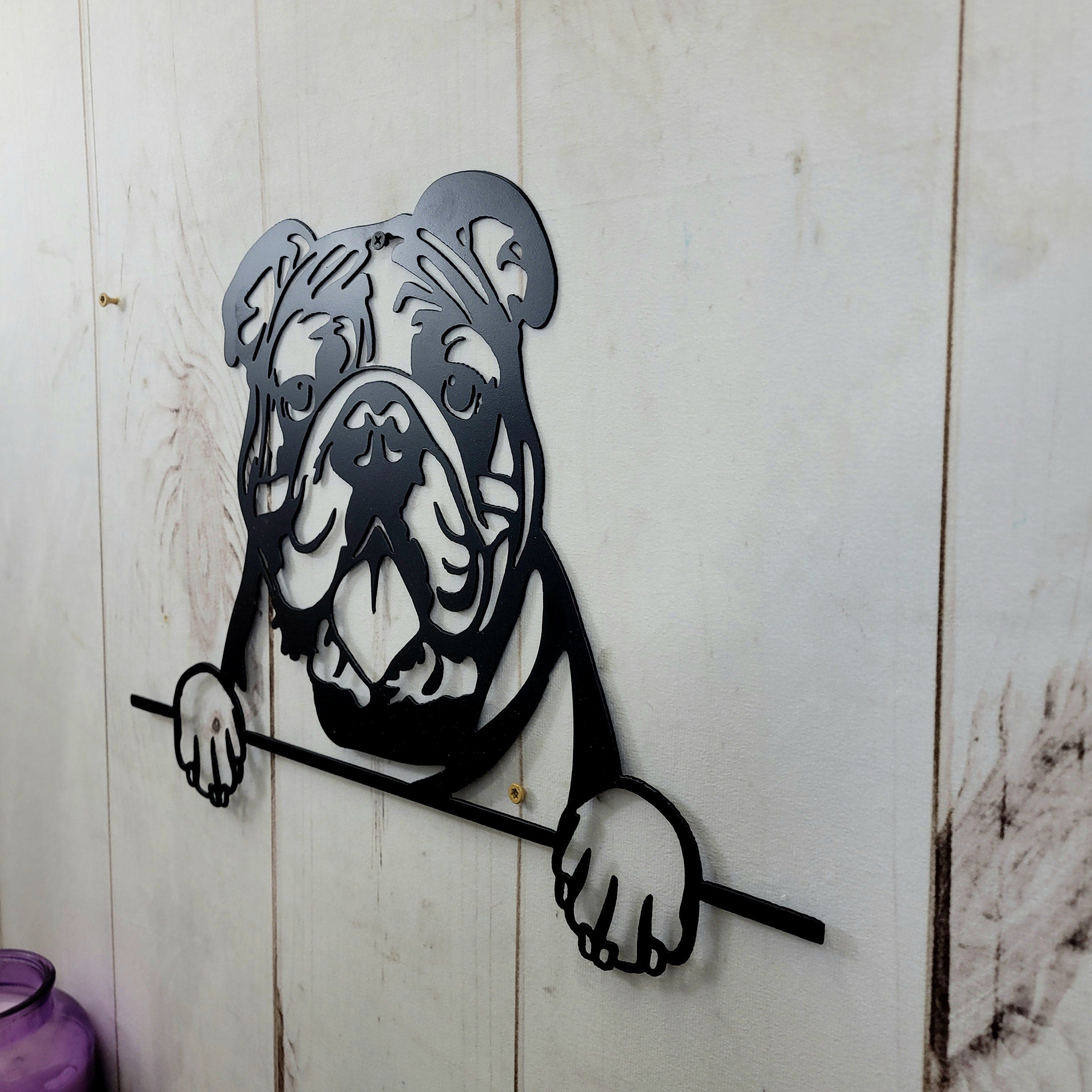 English Bulldog Dog Lover Gift Metal Dog Sign — alternate angle