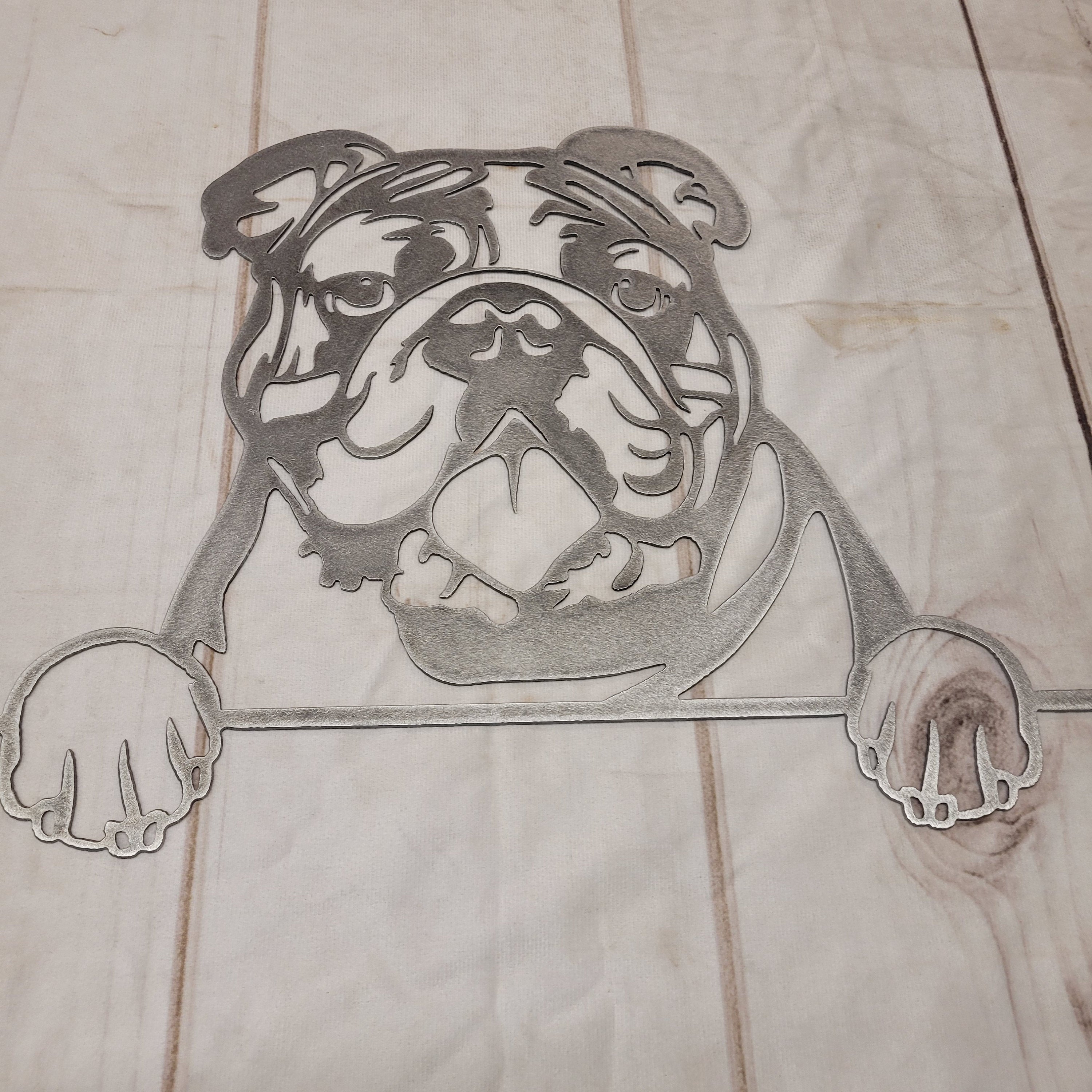 English Bulldog Dog Lover Gift Metal Dog Sign — alternate angle