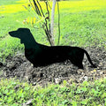 Dachshund Garden Stake Metal Garden Stake — front view on white background