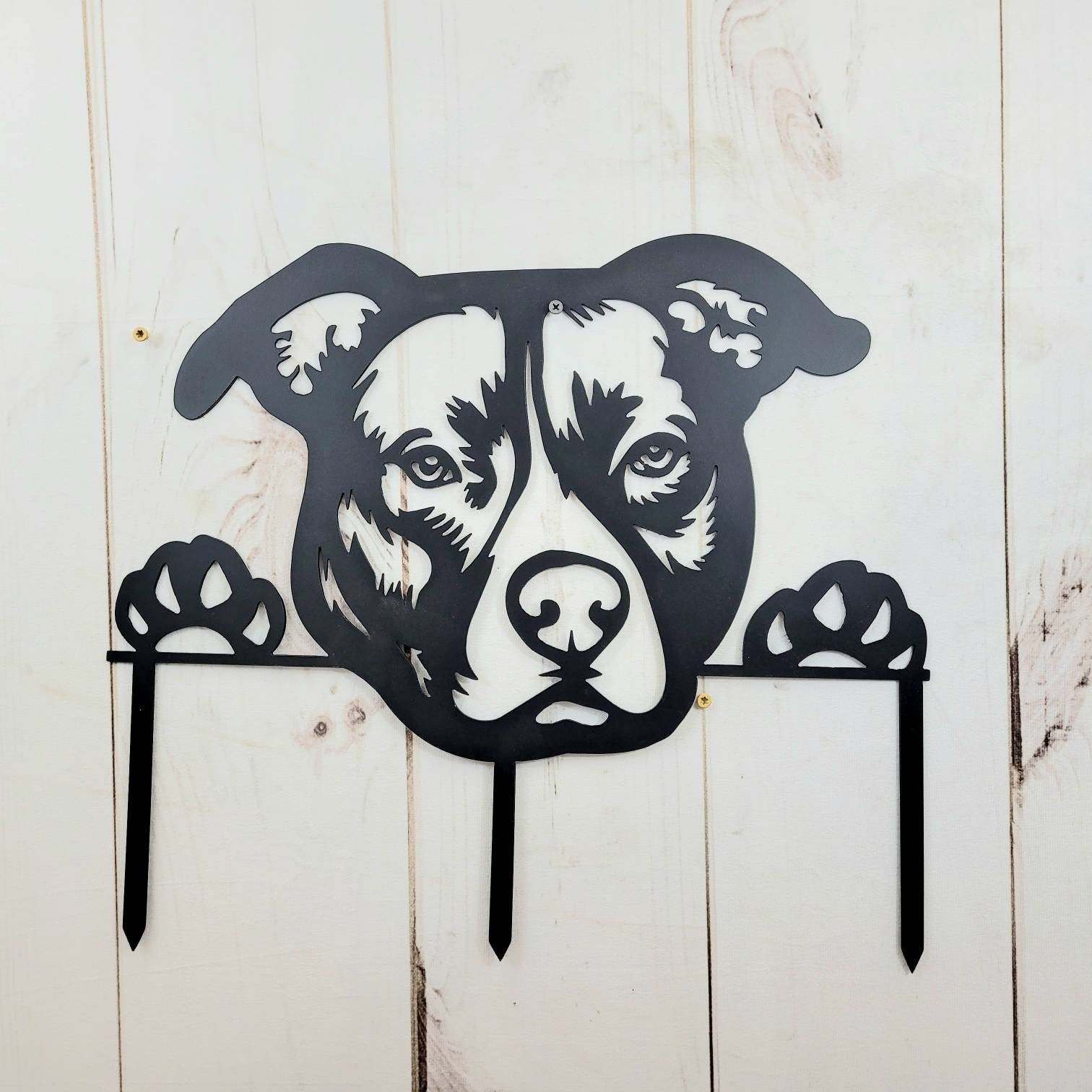 Pitbull Garden Stake Metal Garden Stake — alternate angle