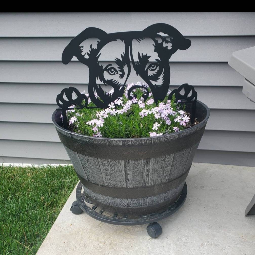 Pitbull Garden Stake Metal Garden Stake — alternate angle