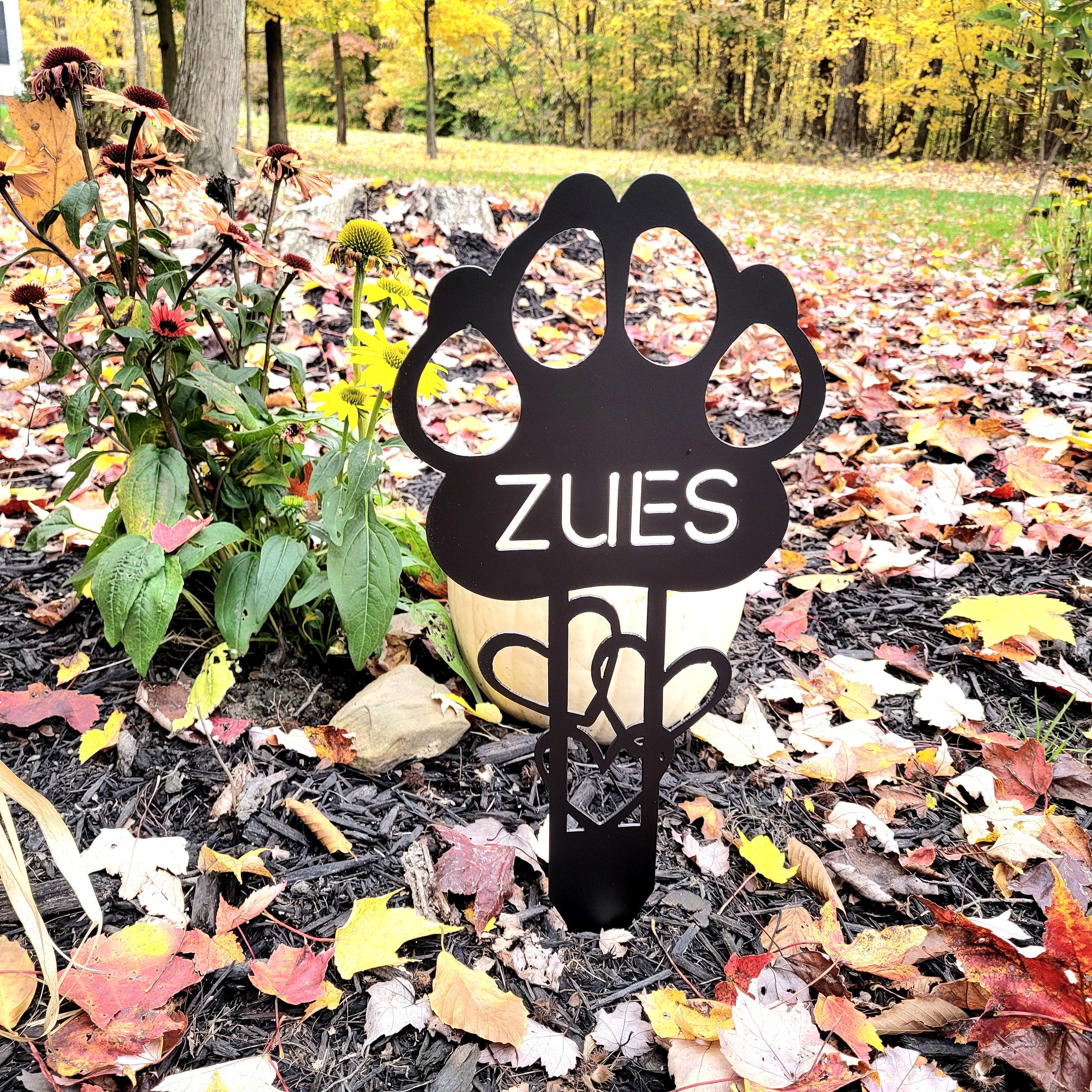 Pet Memorial Ground Stake Metal Garden Stake — lifestyle setting