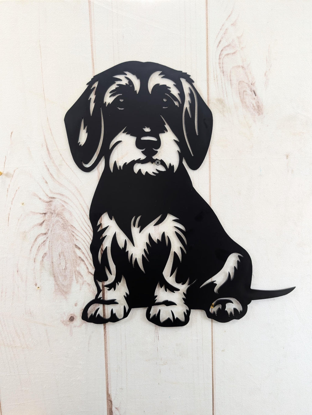 Wire Hair Dachshund Metal House Sign Metal Dog Sign — detail view