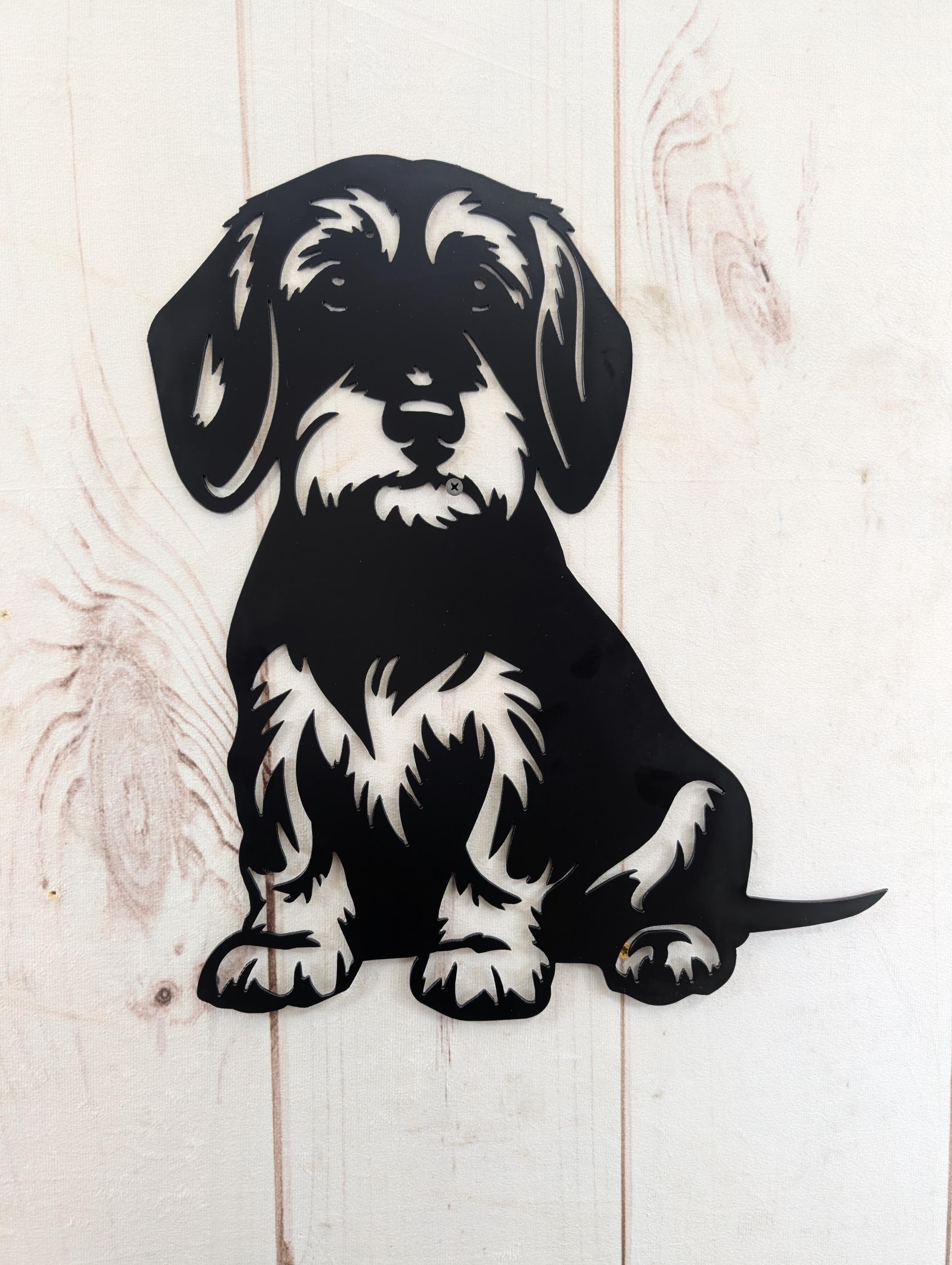 Wire Hair Dachshund Metal House Sign Metal Dog Sign — alternate angle
