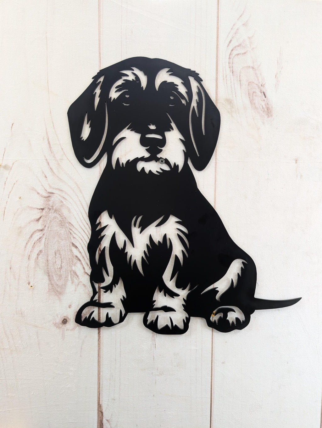 Wire Hair Dachshund Metal House Sign Metal Dog Sign — alternate angle