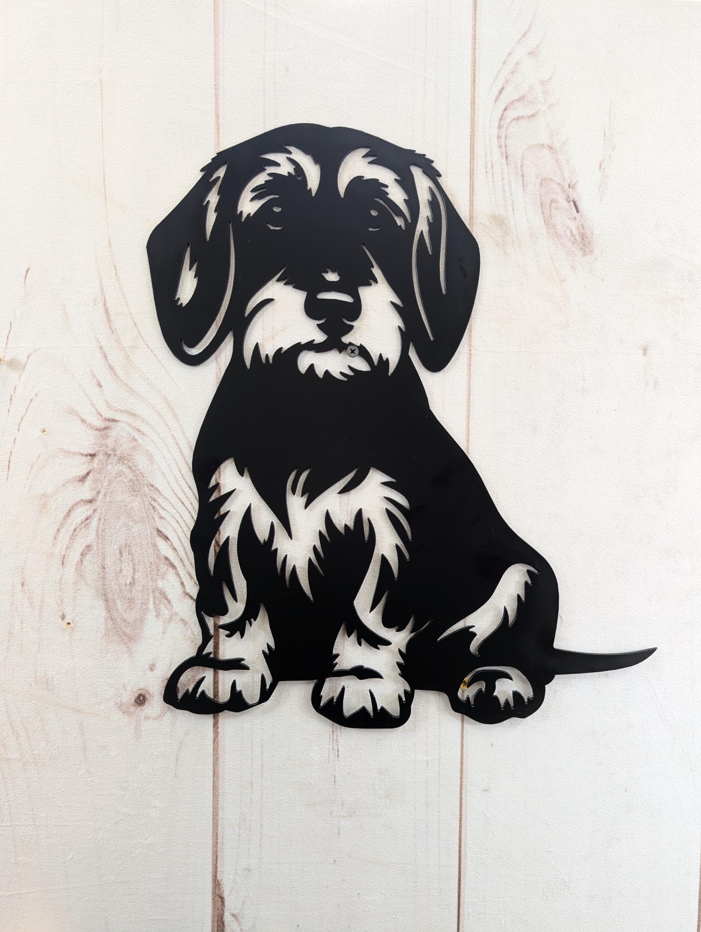 Wire Hair Dachshund Metal House Sign Metal Dog Sign — alternate angle