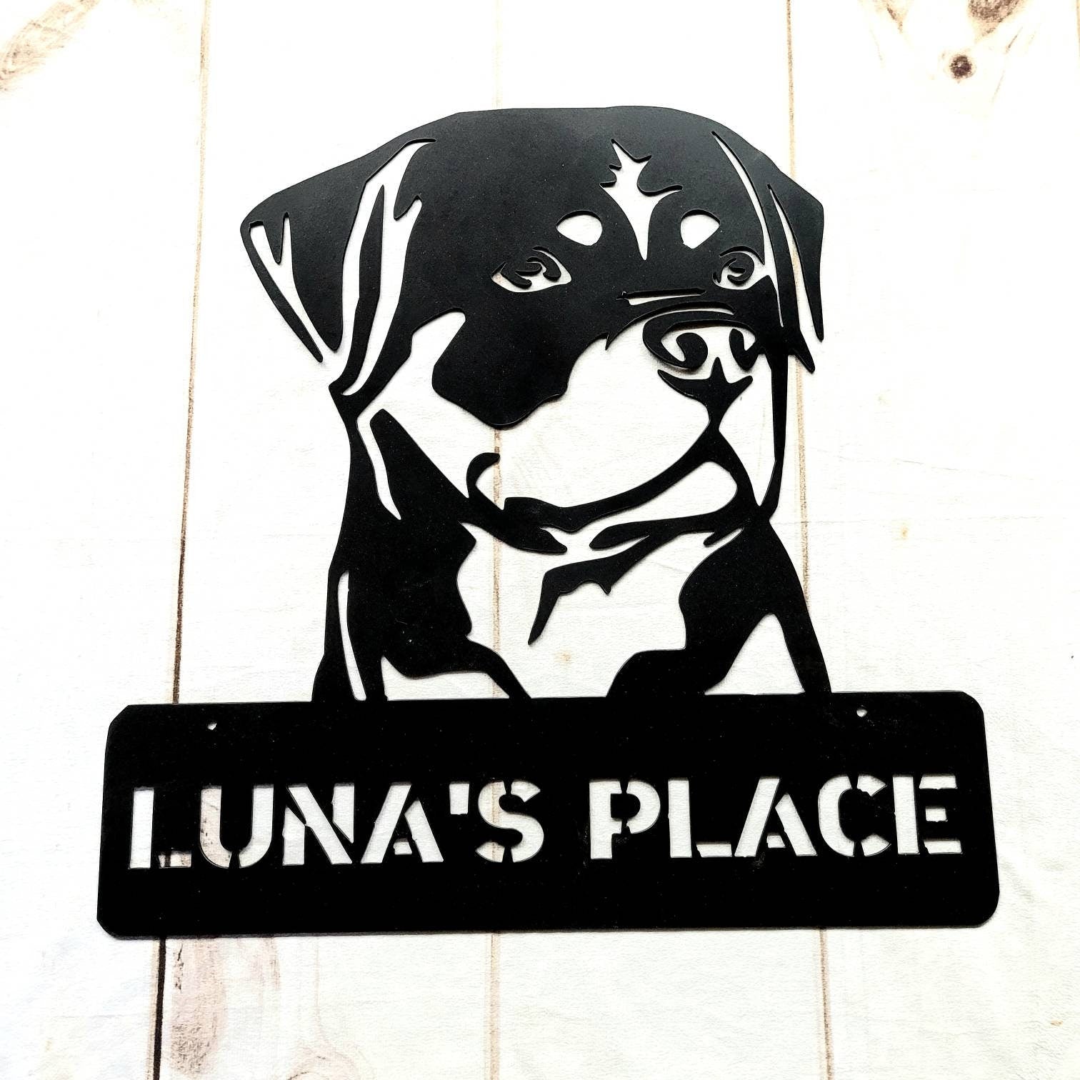 Custom Rottweiler Metal Wall Art Metal Dog Sign — lifestyle setting
