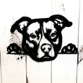Pitbull Metal Wall Art: Dog Lover Gift Metal Dog Sign — front view on white background