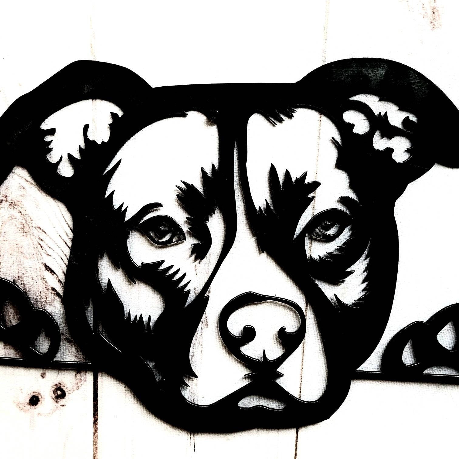 Pitbull Metal Wall Art Metal Dog Sign — lifestyle setting