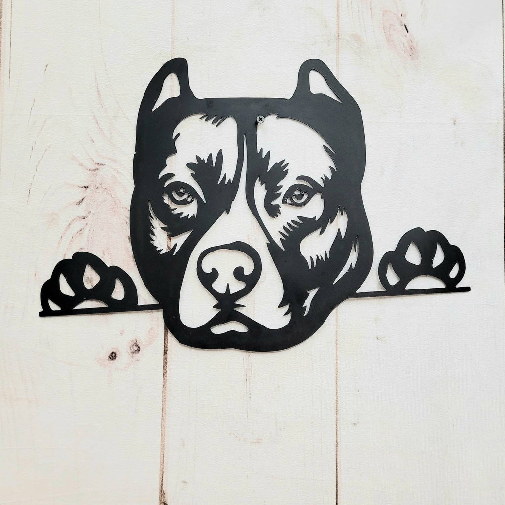 Pitbull Metal Wall Art Metal Dog Sign — alternate angle
