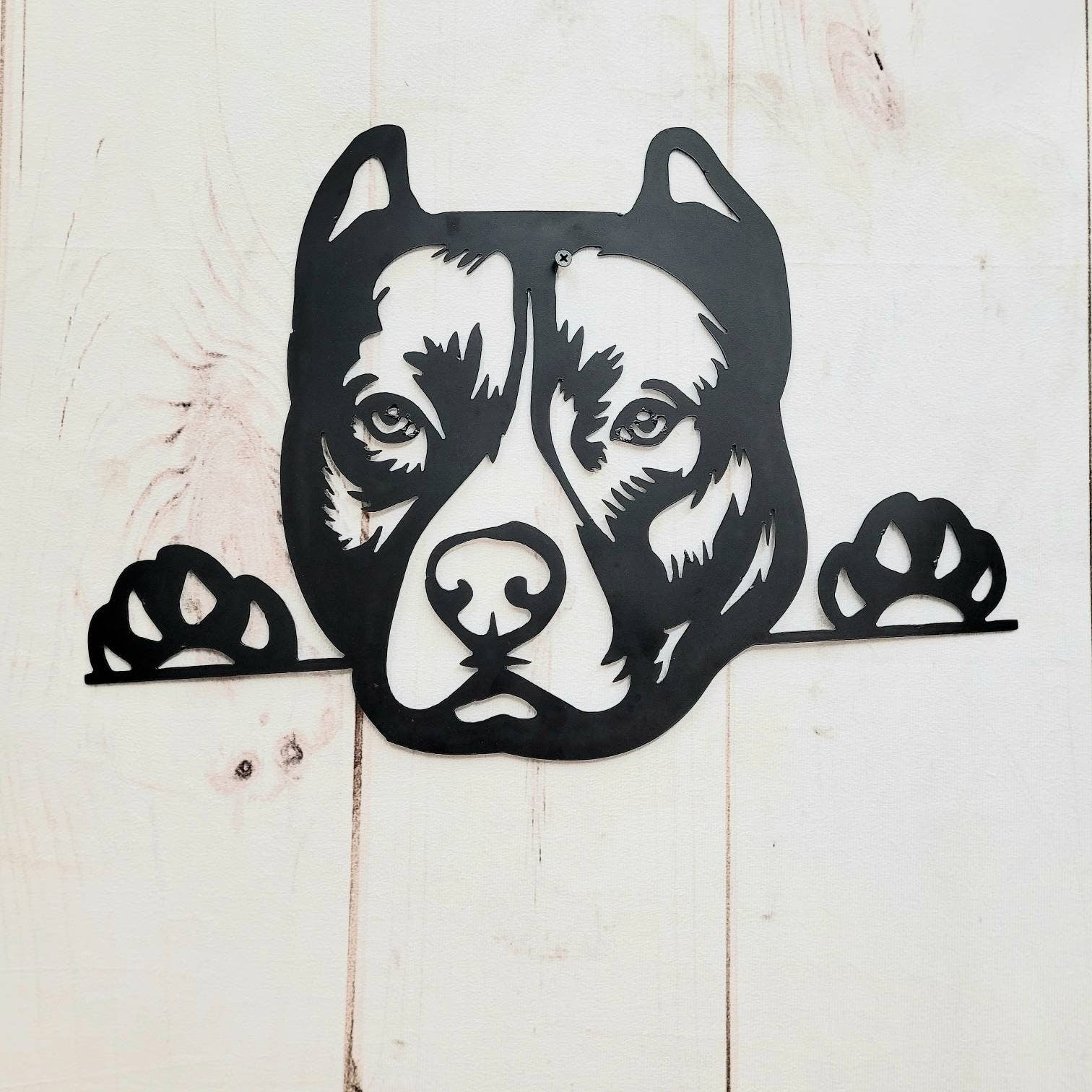 Pitbull Metal Wall Art Metal Dog Sign — alternate angle